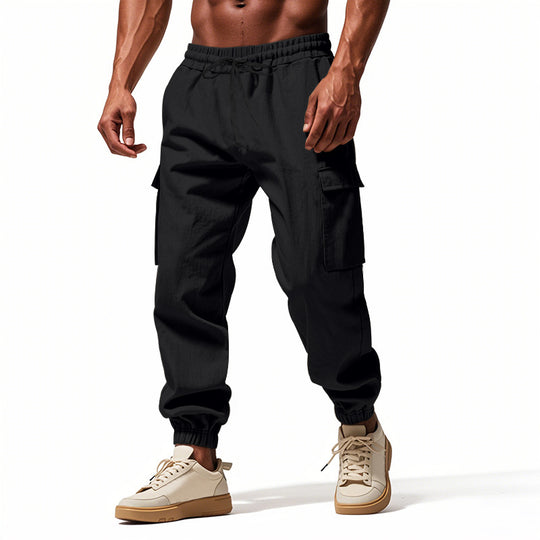 Herren Utility-Cargo-Jogger mit elastischem Bund, Kordelzug und großem Seitentaschen‑Panel EB