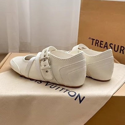 Damen elegante Schnür-Ballerinas mit modischem Riemchen-Design EB