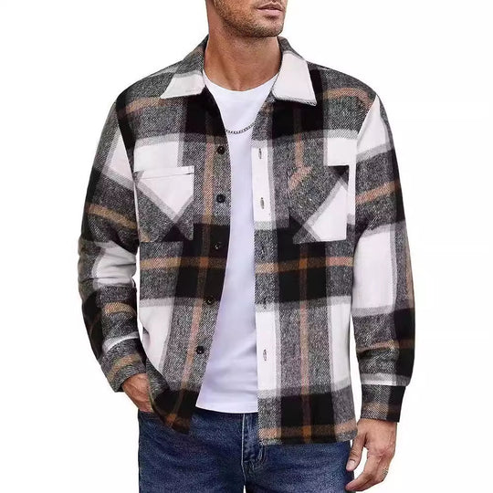 Herren lässige Karomuster Hemdjacke EB