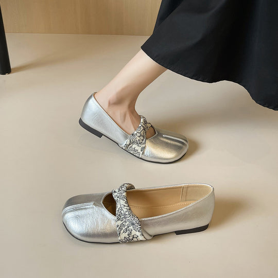 Damen Ballerinas mit floralem Riemen und bequemer Sohle EB