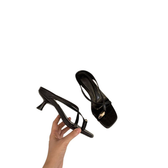 Damen elegante Slingback Sandalen mit verziertem Blockabsatz EB