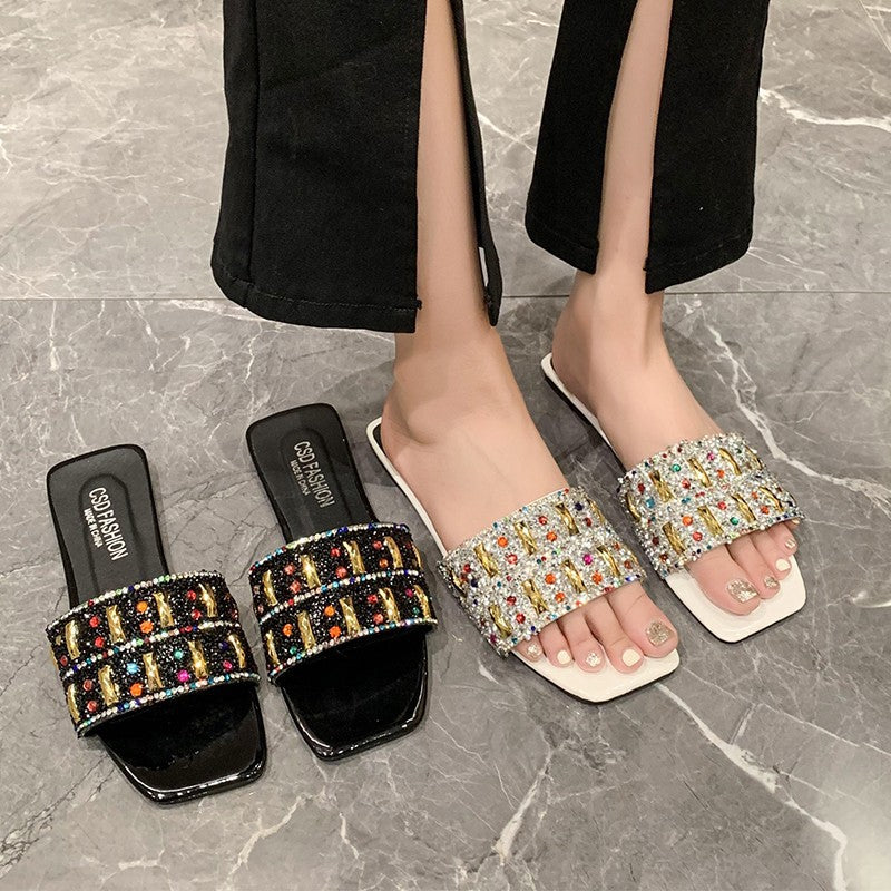 Damen Glamouröse Slipper mit funkelndem Strass EB