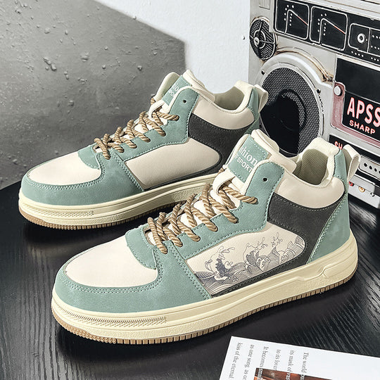 Damen sportive High-Top Sneakers mit floralem Design und rutschfester Sohle EB