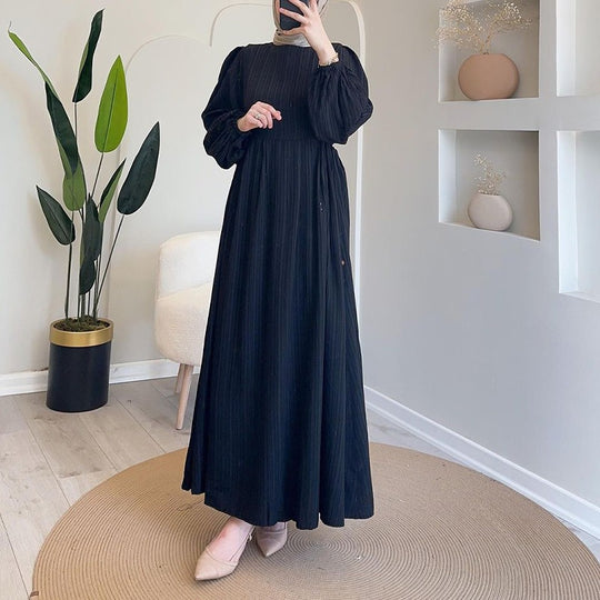 Damen Maxikleid mit strukturiertem Design und Puffärmeln EB