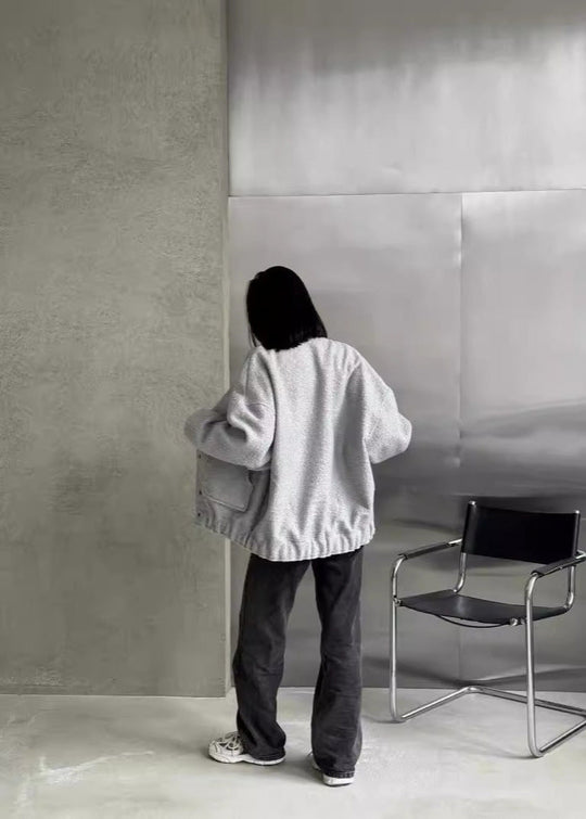 EB | Oversized Fleece Druckknopfjacke