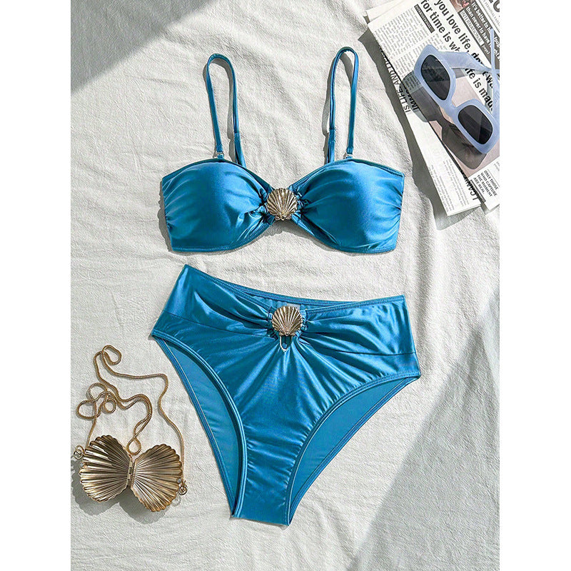 Damen Bandeau-Bikini-Set mit elegantem Muschel-Detail EB