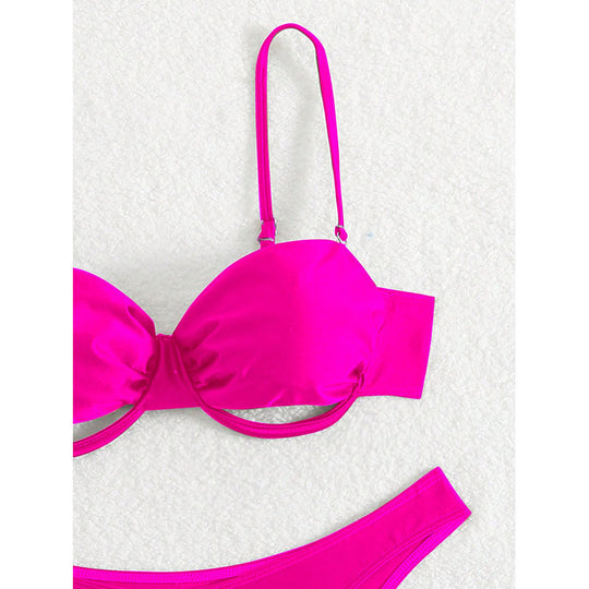 Damen Push-Up-Bikini-Set mit verstellbaren Trägern und dekorativem Ringdetail EB