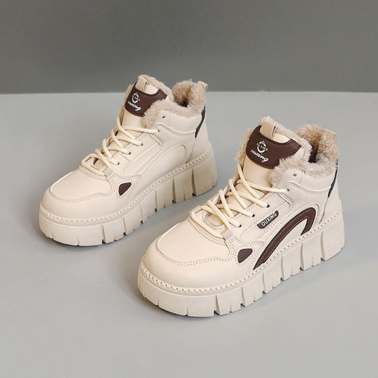 Damen warme High-Top Sneakers mit kuscheligem Innenfutter und rutschfester Sohle EB