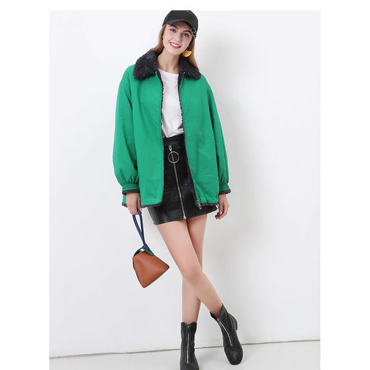 Damen Gemütliche Oversized-Jacke mit Kapuze und Teddy-Futter EB