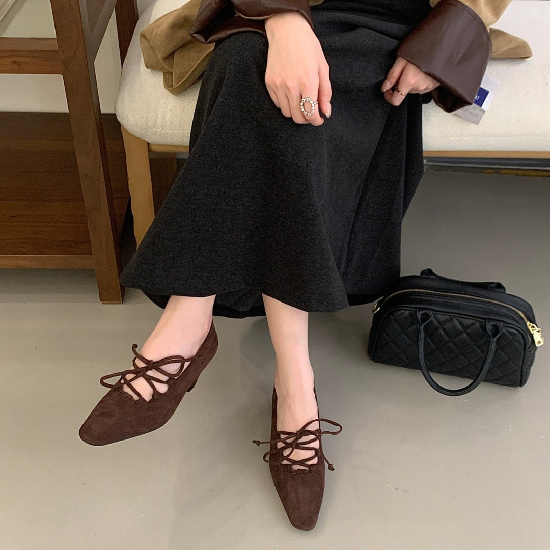 Damen Elegante Ballerinas mit Schnür-Design EB