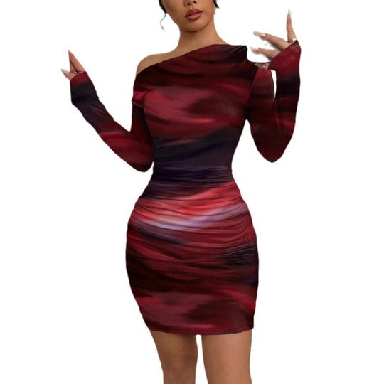 Damen Körperbetontes Mini-Kleid mit asymmetrischem Schnitt EB