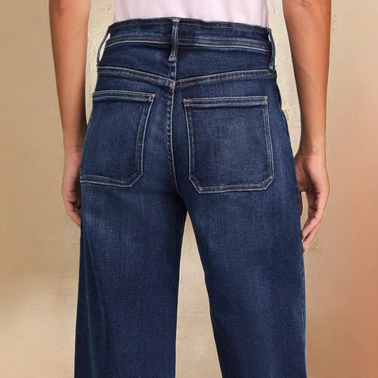 Damen Weit geschnittene Jeans mit lässigem Kordelzug und hohem Bund EB