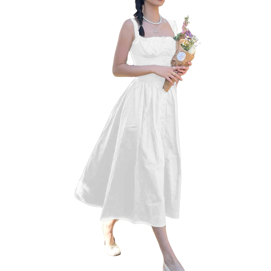 Damen Maxi-Kleid mit knöpfbarem Oberteil und schwingendem Rock EB