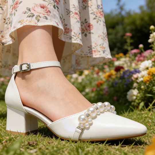 Damen elegante Pumps mit Perlenausgestaltung EB