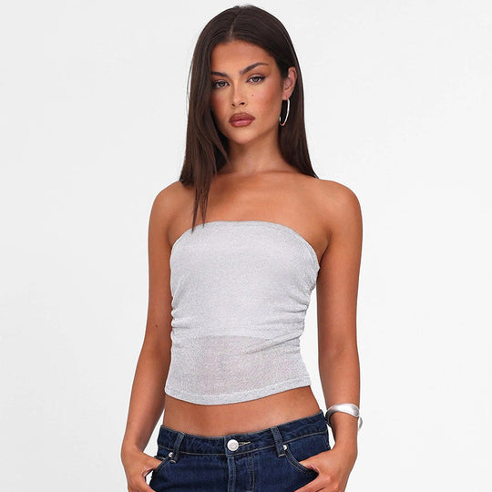 Damen Bandeau-Top aus hochwertigem, elastischem Material mit feiner Struktur EB