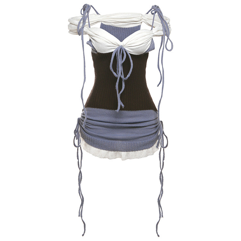 Damen Stricktop mit verstellbaren Schnürdetails und figurbetonter Silhouette EB