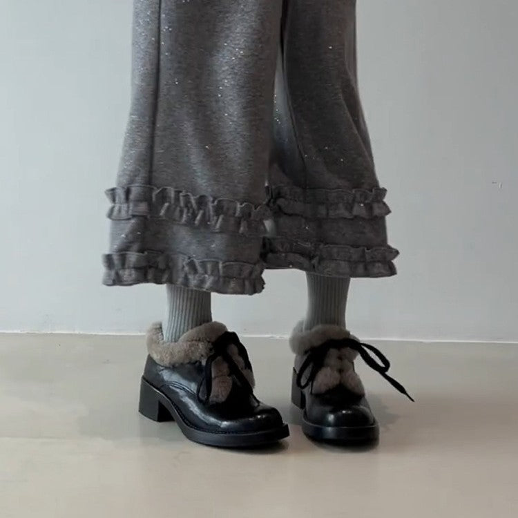 Damen gefütterte Schnürschuhe mit weichem Innenfutter und robustem Profil EB