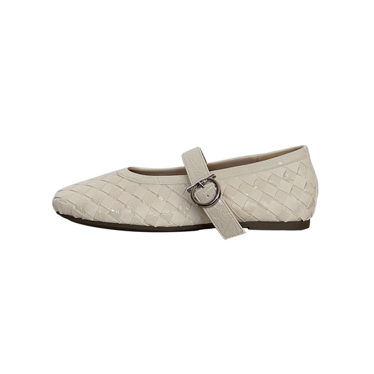 Damen Ballerinas mit modischem Flecht-Design und dekorativem Riemchen EB