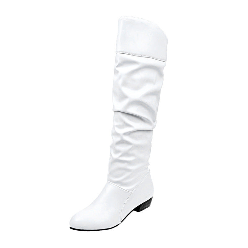Damen nan knielange Slouch-Stiefel mit weichem Schaft und niedrigem Blockabsatz EB