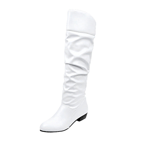 Damen nan knielange Slouch-Stiefel mit weichem Schaft und niedrigem Blockabsatz EB