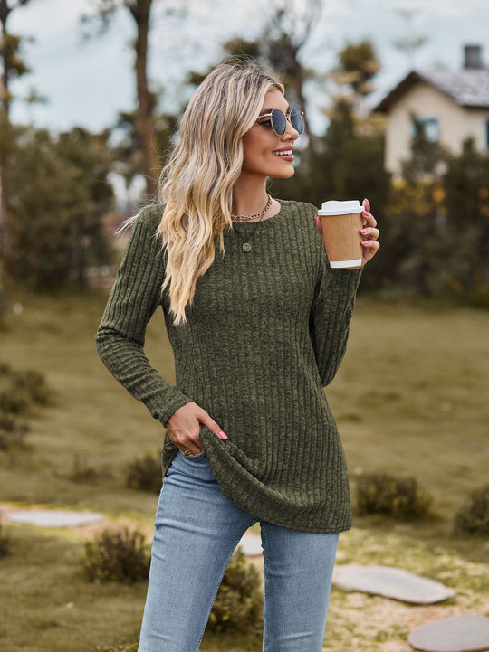 Damen Feinstrickpullover mit geripptem Design und lässigem Schnitt EB