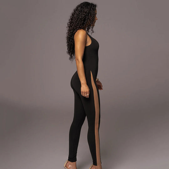 Damen Sportlicher Langarm-Overall mit seitlichen Cut-Outs und konturierendem Design EB