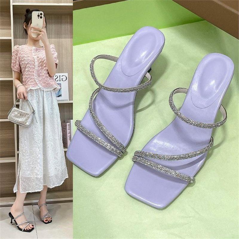 Damen Glamouröse High Heel Sandalen mit funkelnden Riemen EB