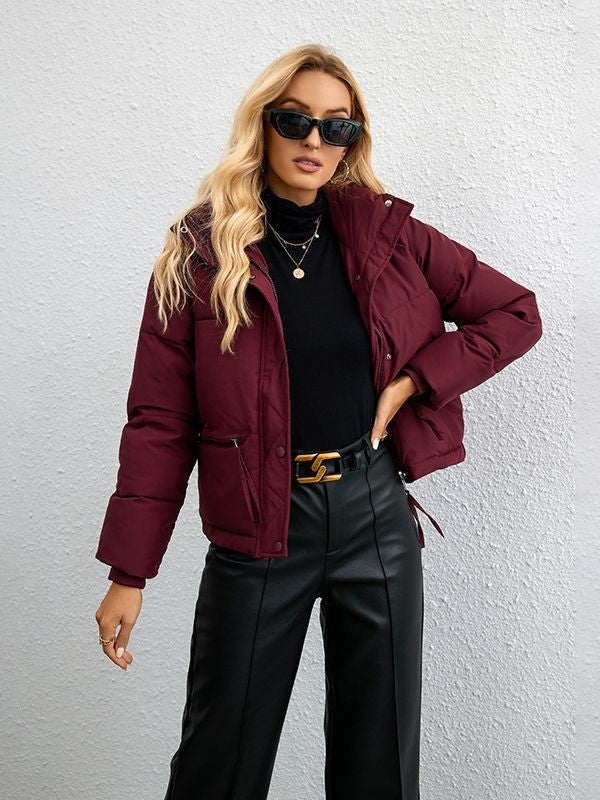 Damen gesteppte Übergangsjacke mit hohem Kragen und praktischen Taschen EB