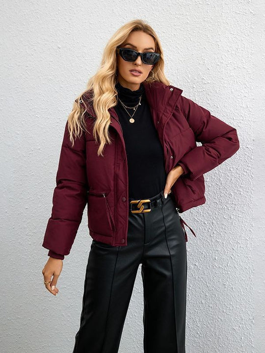 Damen gesteppte Übergangsjacke mit hohem Kragen und praktischen Taschen EB