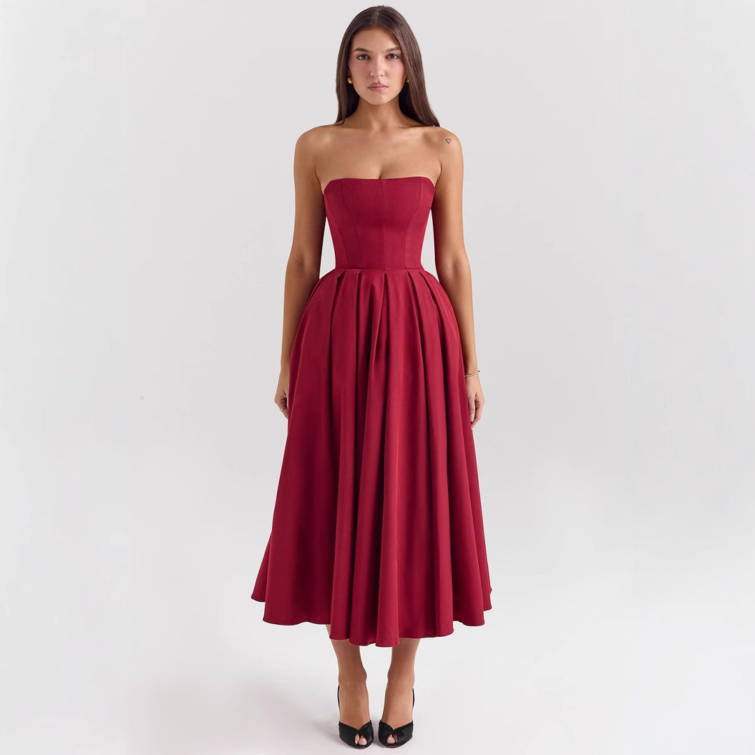 Damen Hochgeschlossenes Abendkleid mit ausgestelltem Rock EB
