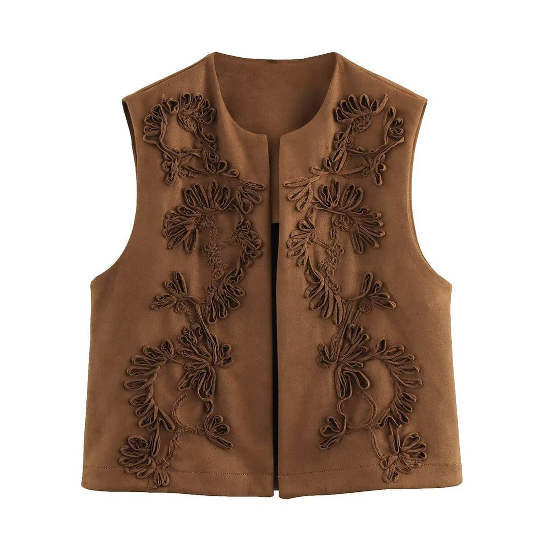 Damen Weste mit floralem Stickdesign EB