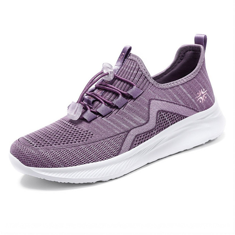 Damen nan gestrickte Slip-On-Sneaker mit elastischer Schnürung, gepolsterter Innenfütterung und dämpfender Profilsohle EB