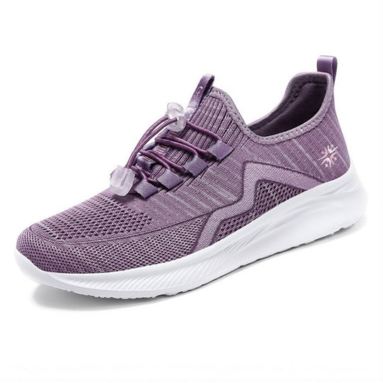 Damen nan gestrickte Slip-On-Sneaker mit elastischer Schnürung, gepolsterter Innenfütterung und dämpfender Profilsohle EB