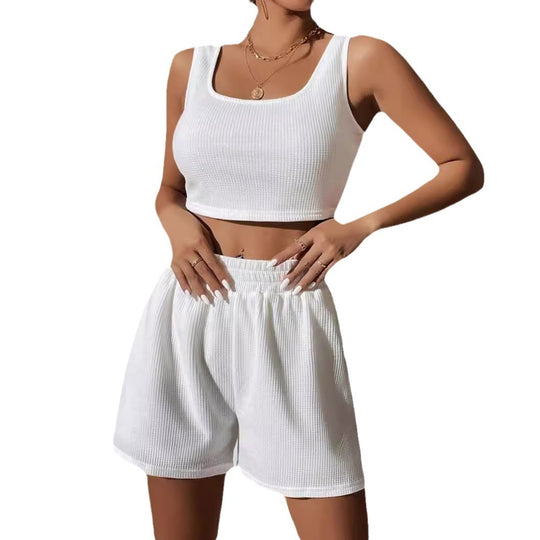 Damen Sportliches Crop-Top und Shorts Ensemble EB