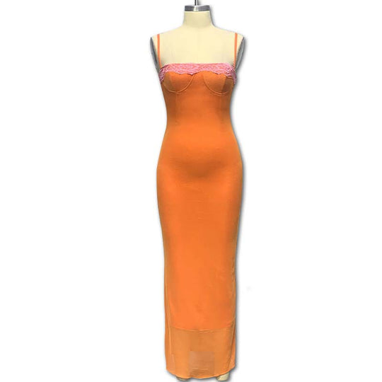 Damen Maxikleid mit verführerischem Spitzenoberteil EB