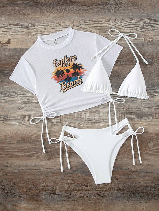 Damen Set mit Crop-Top und Triangel-Bikini EB