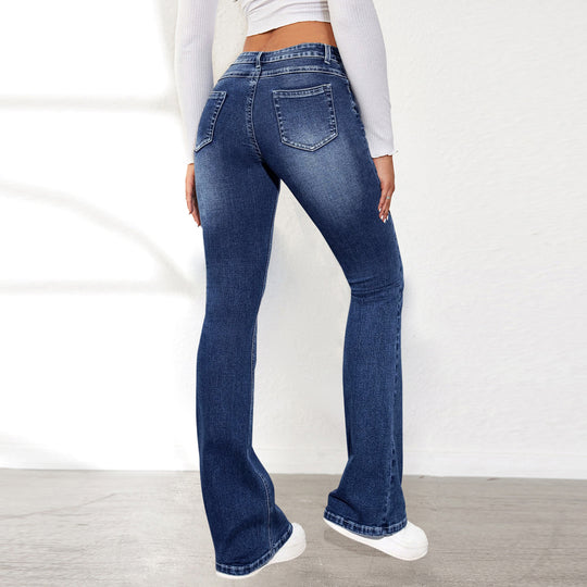 Damen Flared Jeans mit hohem Bund und elastischem Stretch EB