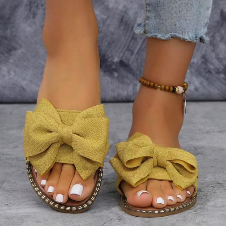 Damen Flip-Flops mit dekorativem Schleifen-Design und rutschfester Sohle EB