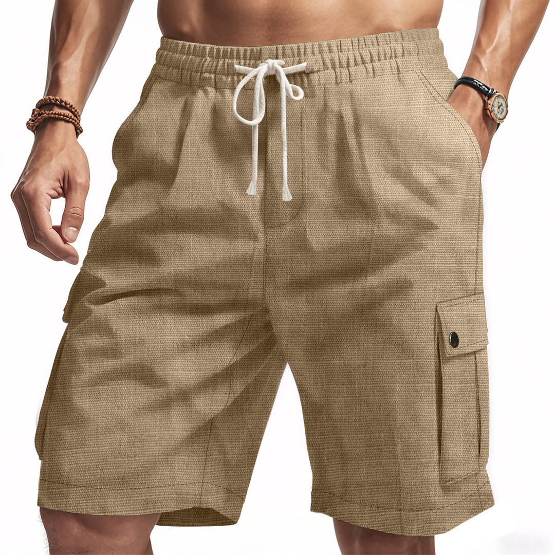 Herren nan utilitarische Cargo-Shorts mit Elastikbund, Tunnelzug und aufgesetzten Klappentaschen EB