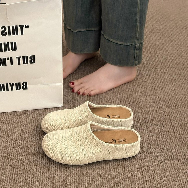 Damen bequeme Slipper aus atmungsaktivem Textilmaterial EB