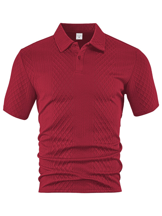 Herren nan texturiertes Jacquard-Poloshirt kurzärmelig schmaler Schnitt mit Polokragen EB