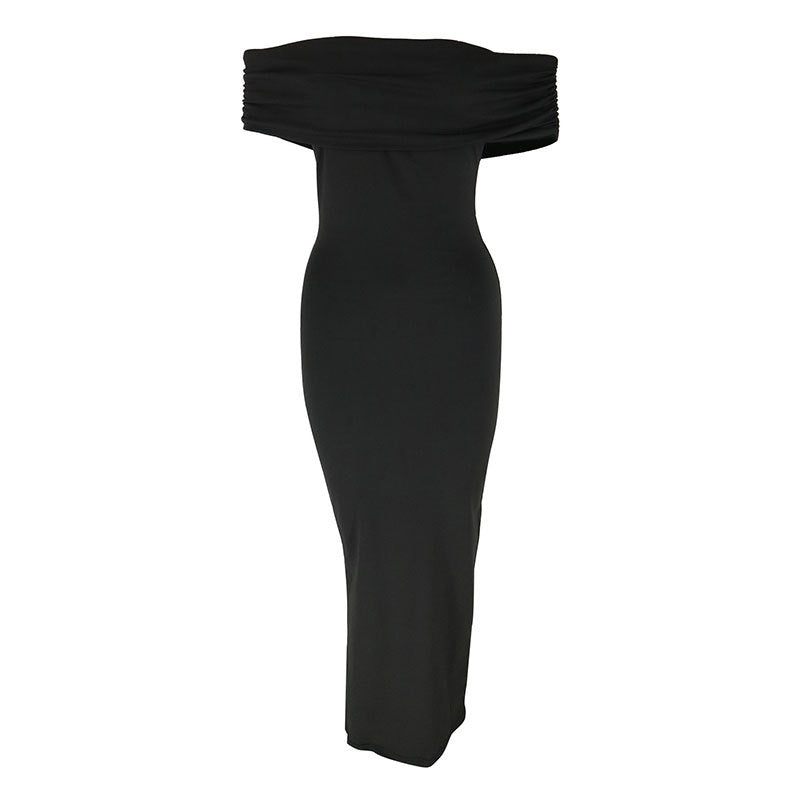 Damen Off-Shoulder Maxikleid mit raffinierten Rüschendetails EB