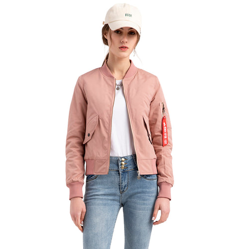 Damen modische Bomberjacke mit praktischen Seitentaschen und elastischen Bündchen EB