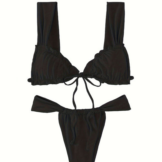 Damen Triangel-Bikini mit verstellbarem Bindeband und modischem Design EB