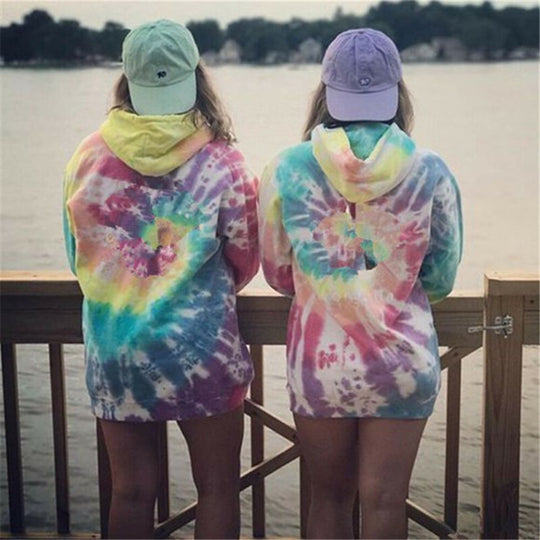 Damen lässiger Kapuzenpullover im einzigartigen Tie-Dye-Design EB
