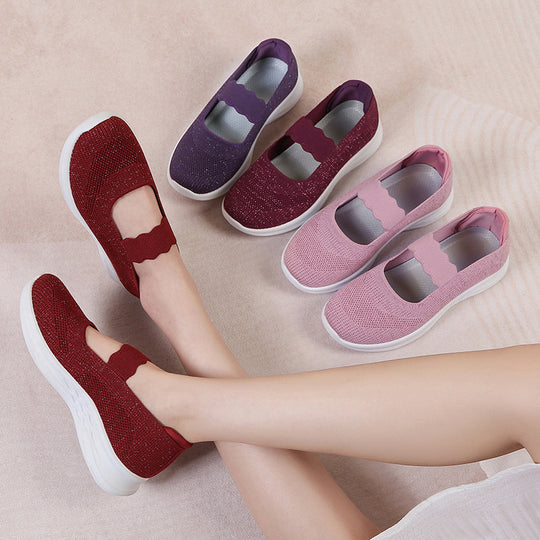 Damen bequeme Sneaker mit elastischen Riemen EB