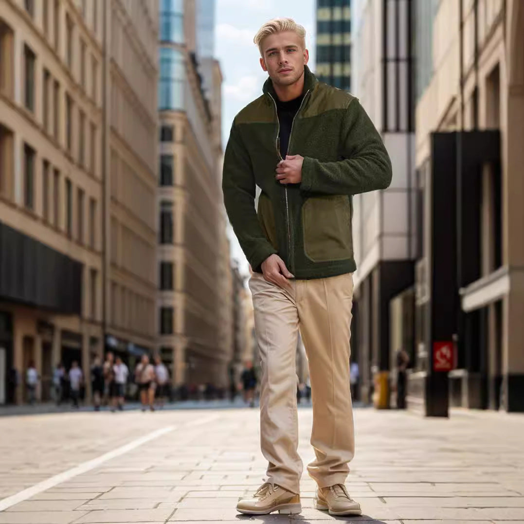Herren kuschelige Fleecejacke mit raffinierten Taschen EB