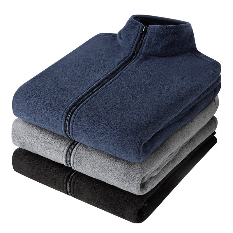 Herren klassische leichte Fleece-Zipjacke mit Stehkragen und Eingrifftaschen EB