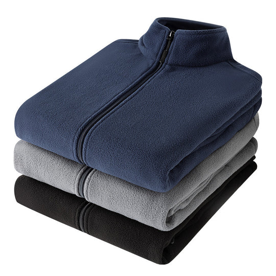 Herren klassische leichte Fleece-Zipjacke mit Stehkragen und Eingrifftaschen EB