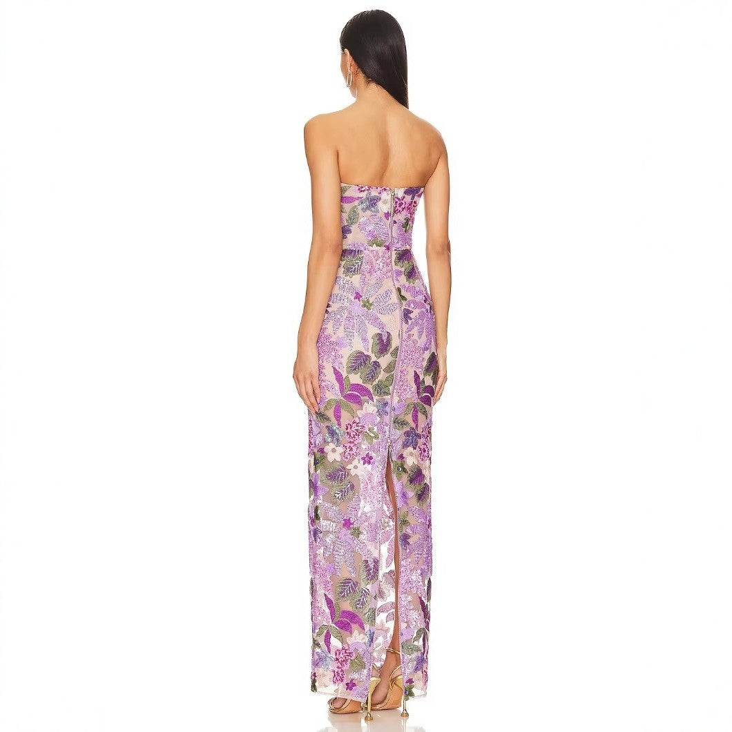 Damen Schickes Abendkleid mit floralem Design und figurbetonter Silhouette EB